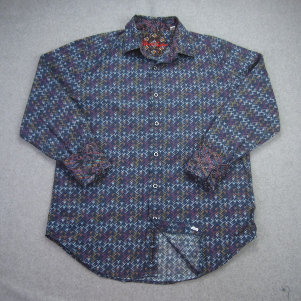 Robert Graham Shirt Mens Small Geometric Classic Fit Button Up‎ Long Sleeve